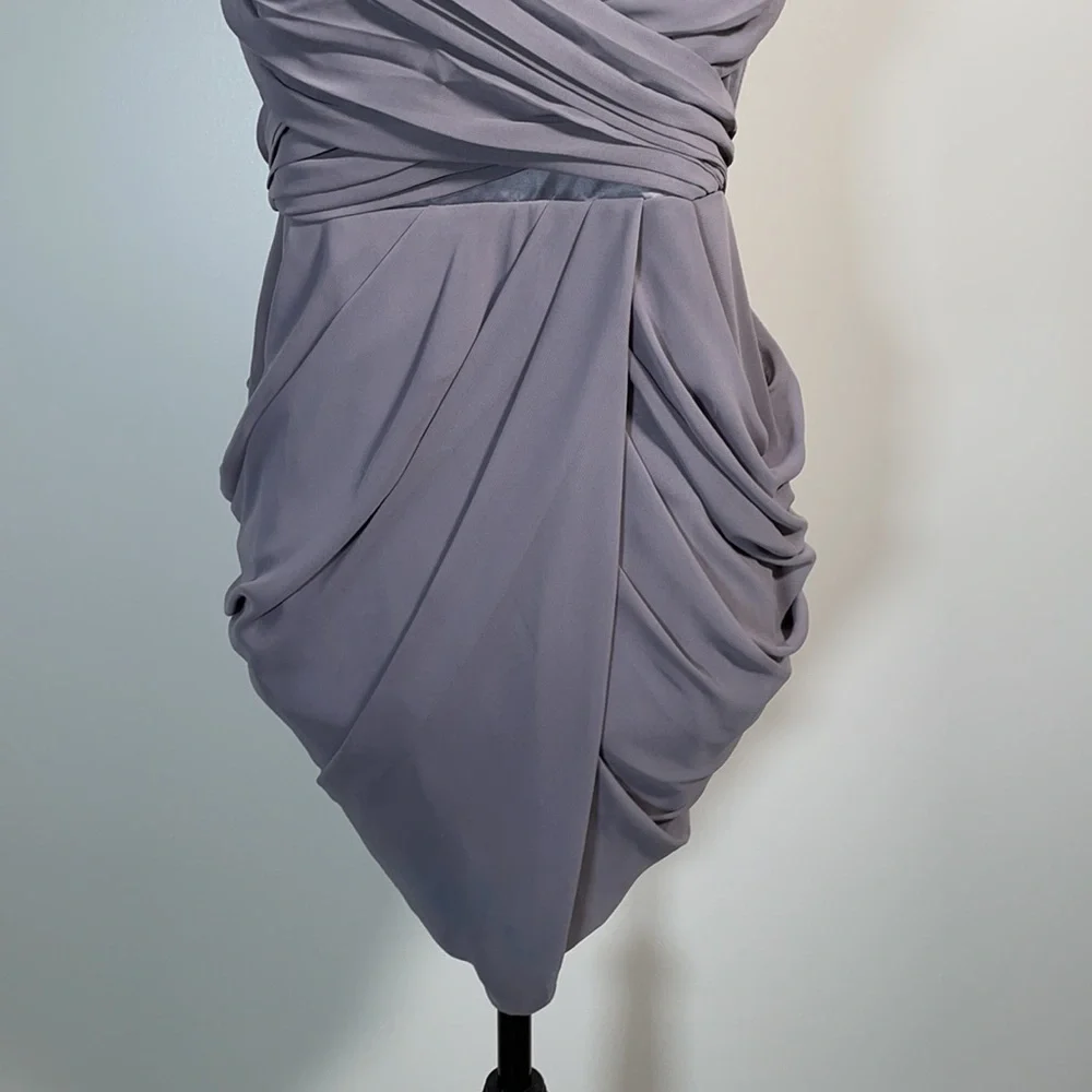 Walter Baker Grey Ruched Tie Back Sleeveless Halter Mini Dress M - Picture 6 of 16